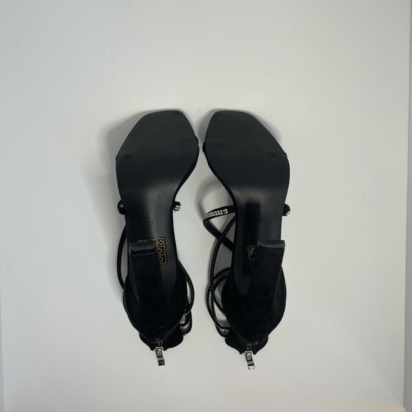✨BOOHOO Black/Diamanté 💎 Strappy Heels 👠 Size 8 - Picture 4 of 6